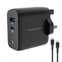 Powerology Dual Port Ultra-Quick GaN Charger QC3.0 + PD 45W with USB-C to USB-C 60W Cable - Black [ PWCUQC004-C ]