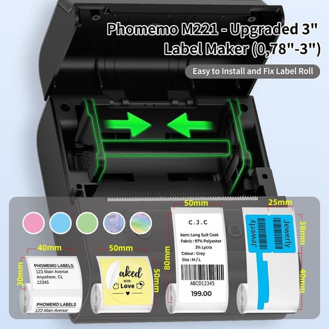 طابعة جوال لاسلكية صغيرة فوميمو 2200 مللي أمبير Phomemo M221 Mini Label Maker
