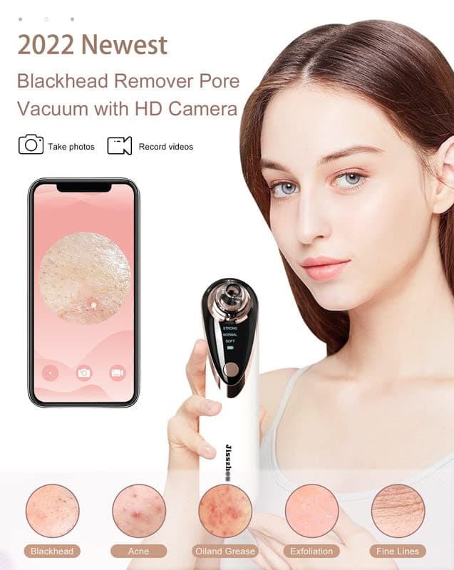 جهاز إزالة الرؤوس السوداء مع كاميرا جيستشو Jisszhou Blackhead Remover Vacuum with Camera And 4 Suction Heads