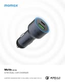Momax move 67w dual port car charger space grey
