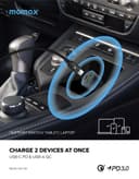 Momax move 67w dual port car charger space grey