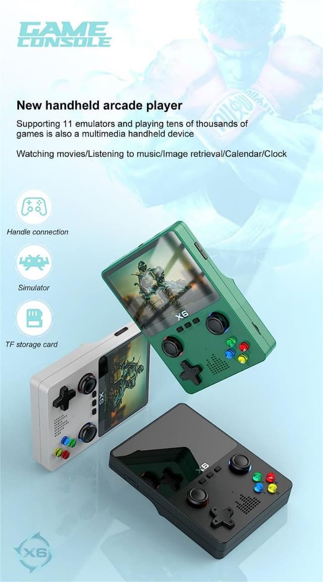 جهاز ألعاب محمول باليد قيمنج كونسل ريترو 2000 مللي أمبير X6 HD PSP Handheld Game Console