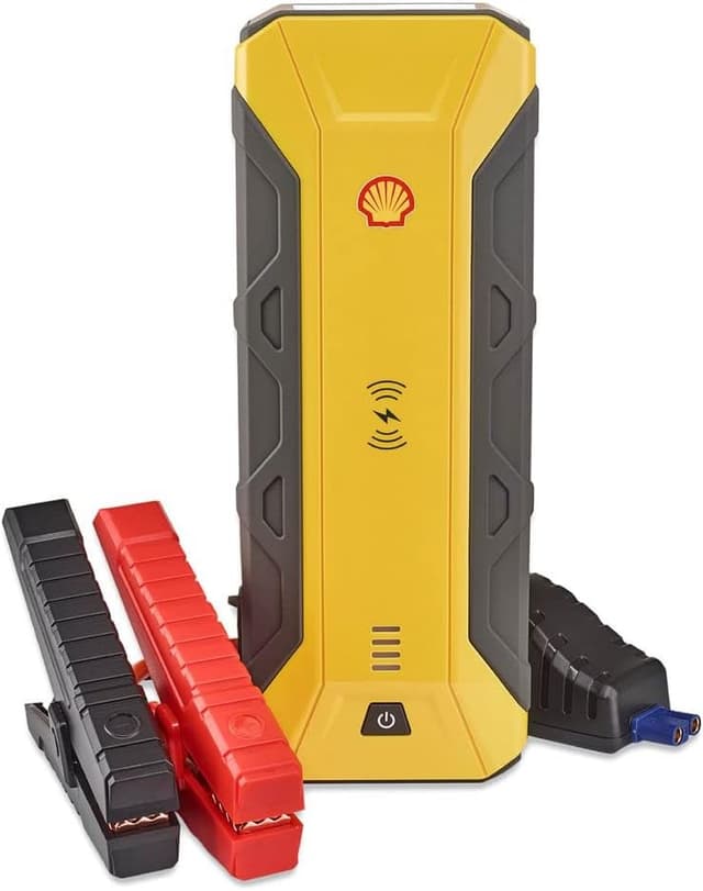 اشتراك للسيارة متنقل شل 12 فولت مع باوربانك 16000 مللي أمبير وشحن لاسلكي Shell Jump Starter with Wireless Charger and Power Bank
