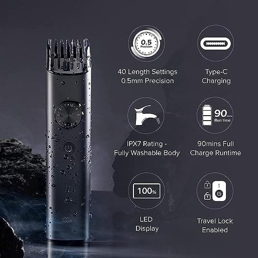 ماكينة حلاقة ذقن متعددة الاستخدامات للرجال أسود شاومي Xiaomi Black Grooming Kit Pro Beard Trimmer for Men