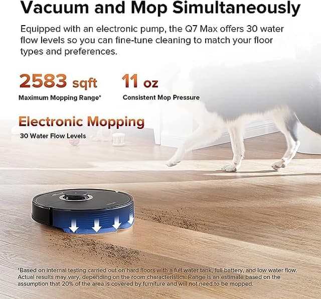 Roborock Q7 Max Robot Vacuum Cleaner with Mop, 4200Pa Strong Suction, Lidar Navigation, Multi-Level Mapping, No-Go&No-Mop Zones, 180mins Runtime, Works with Alexa, Perfect for Pet Hair