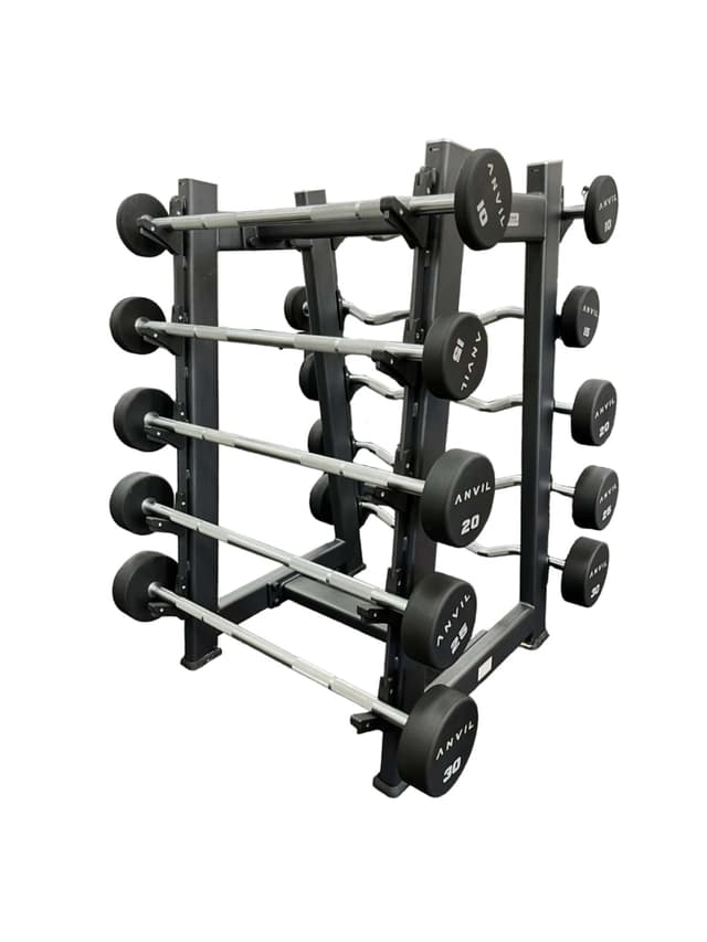 مجموعة بار حديد مستقيم ومتعرج مع رف انفيل Anvil Fixed Straight & Curl Barbell Set - 173493