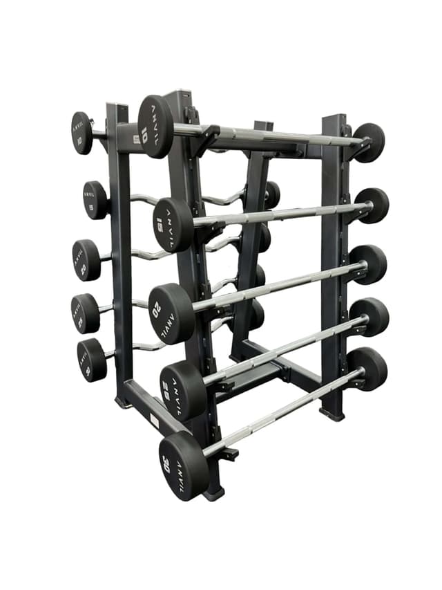 مجموعة بار حديد مستقيم ومتعرج مع رف انفيل Anvil Fixed Straight & Curl Barbell Set - 47407