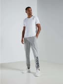 بنطلون اديداس رجالي رياضي بولي قطن سمول رمادي Adidas Linear Sweat Pants