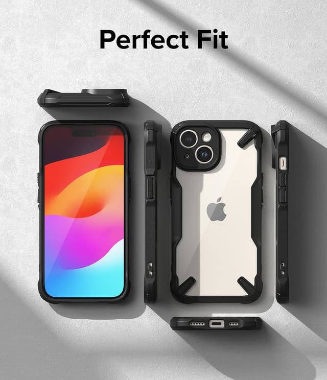 Ringke Fusion-X Compatible with iPhone 15 Case Cover Transparent Hard Back Soft Flexible TPU Bumper Scratch Resistant Shockproof Protection iPhone 15 Back Cover  - Black