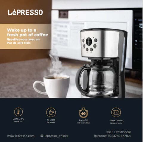الة قهوة مقطرة ليبريسو 1.5 لتر 900 واط LePresso Drip Coffee Maker with Smart Functions
