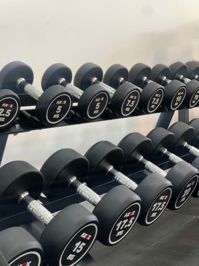 طقم دنابل بأوزان 2.5 حتى 25 كجم لون أسود من اكسوكس فيتنس Axox Fitness Round Dumbbell