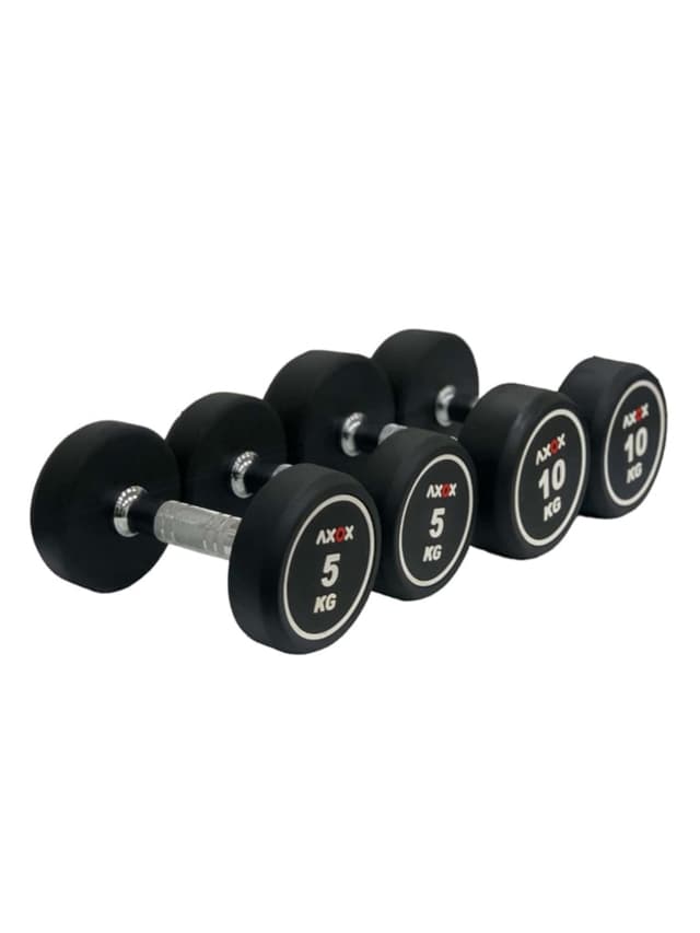 طقم دنابل بأوزان 2.5 حتى 25 كجم لون أسود من اكسوكس فيتنس Axox Fitness Round Dumbbell