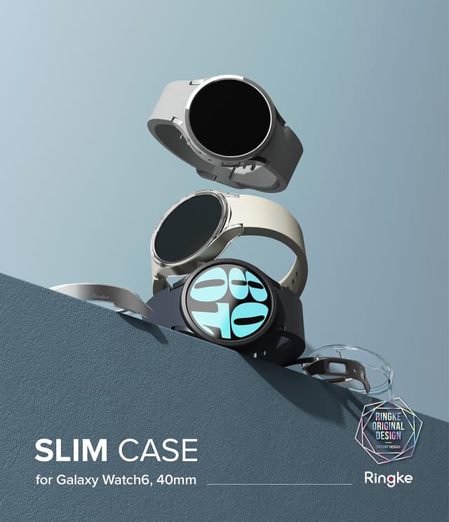 كفر ساعة سامسونغ جالاكسي واتش 6 40 مم من رينجكي لون شفاف وأسود مت Ringke Slim Case Compatible with Samsung Galaxy Watch 6