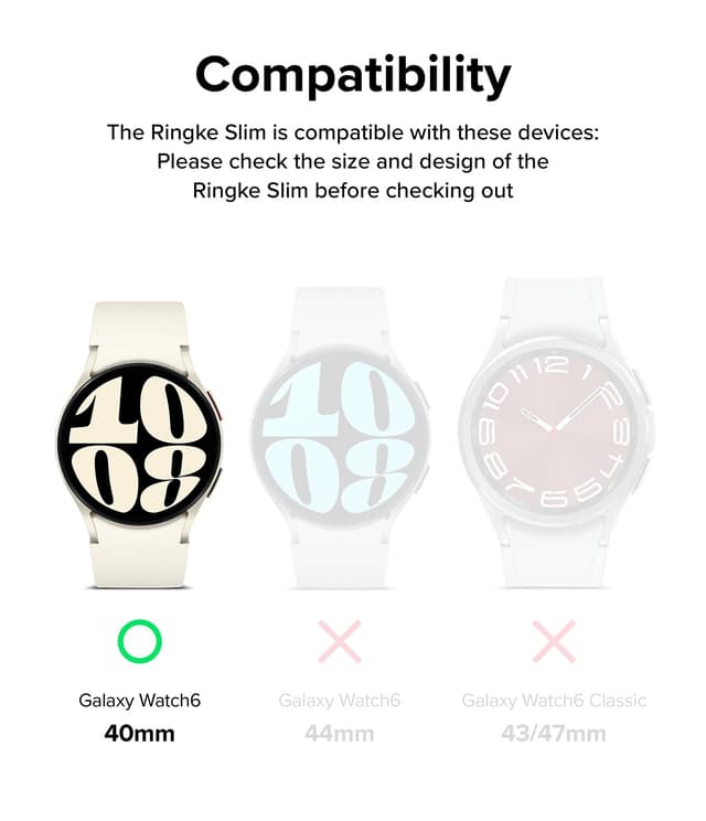 كفر ساعة سامسونغ جالاكسي واتش 6 40 مم من رينجكي لون شفاف وأسود مت Ringke Slim Case Compatible with Samsung Galaxy Watch 6