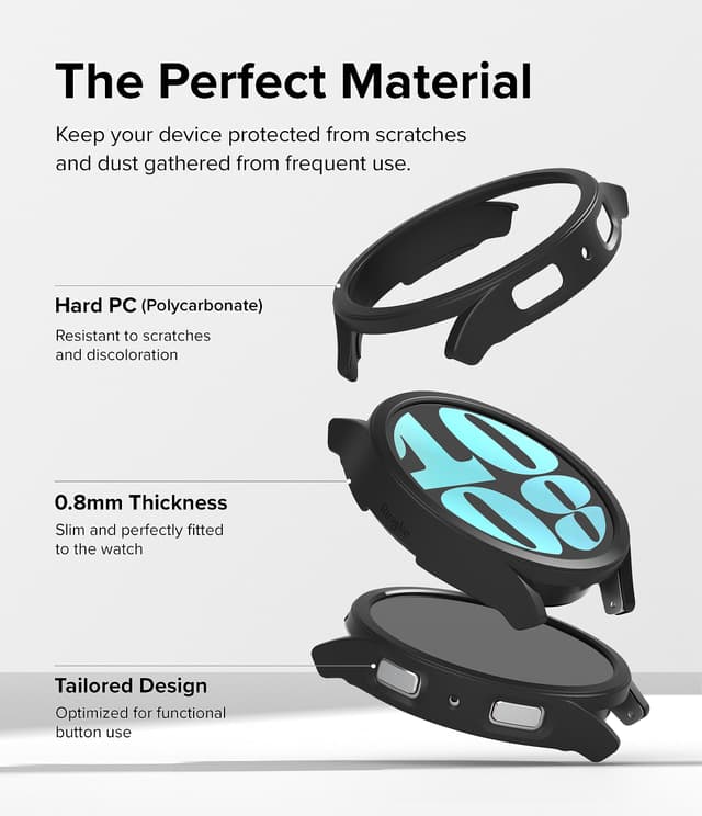 كفر ساعة سامسونغ جالاكسي واتش 6 40 مم من رينجكي لون شفاف وأسود مت Ringke Slim Case Compatible with Samsung Galaxy Watch 6