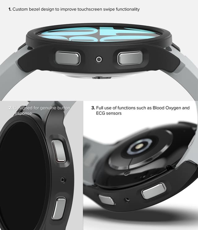 كفر ساعة سامسونغ جالاكسي واتش 6 40 مم من رينجكي لون شفاف وأسود مت Ringke Slim Case Compatible with Samsung Galaxy Watch 6