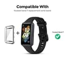 O Ozone Silicone Straps Compatible with Huawei Watch Band 7 With TPU Watch Case, Soft Silicone Breathable Replacement Strap Wristband Sport Band for Women Men (Dark Blue)