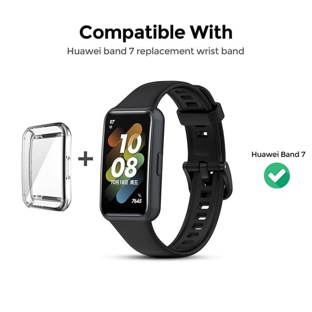 O Ozone Silicone Straps Compatible with Huawei Watch Band 7 With TPU Watch Case, Soft Silicone Breathable Replacement Strap Wristband Sport Band for Women Men (Dark Blue)