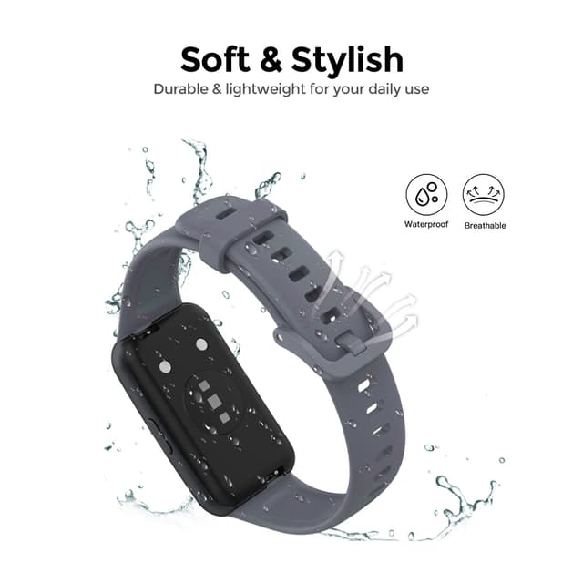 O Ozone Silicone Straps Compatible with Huawei Watch Band 7 With TPU Watch Case, Soft Silicone Breathable Replacement Strap Wristband Sport Band for Women Men (Dark Blue)