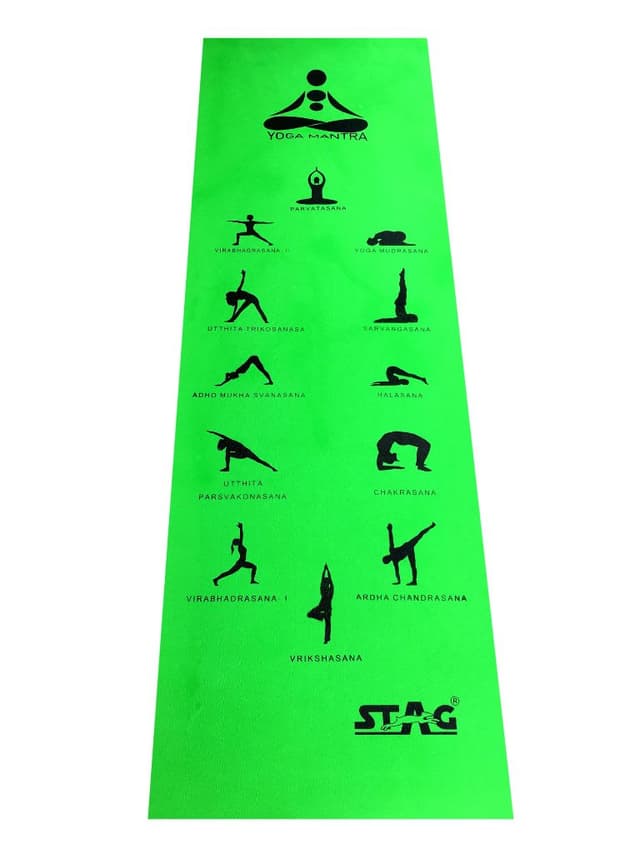 سجادة يوغا 61 × 183 سم أخضر  مع رسومات ستاج  Stag Asana Printed Yoga Mat Size 4 mmColor Green