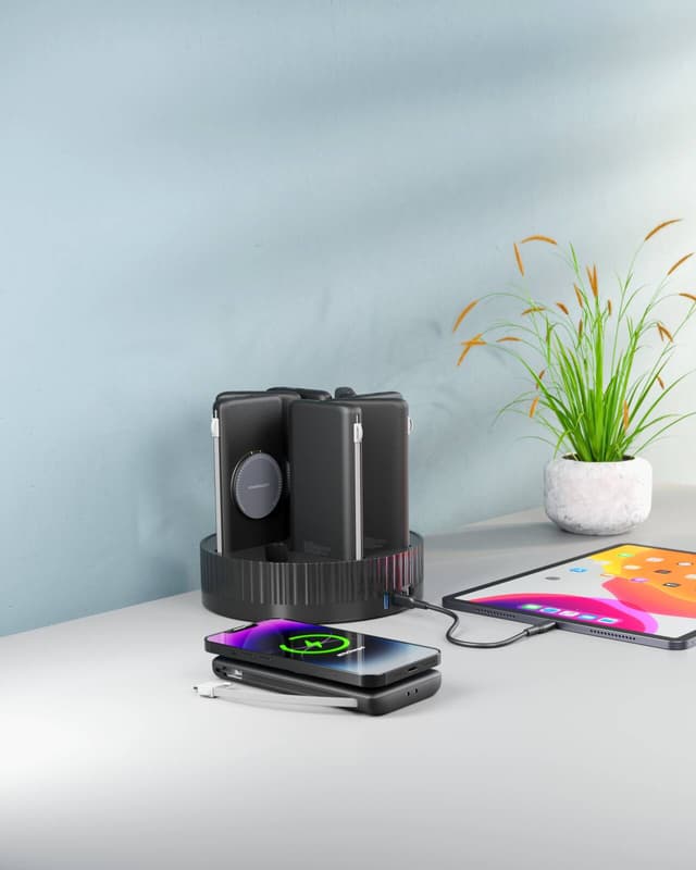 شاحن متنقل ستيشن 8 في 1 باورولجي 10000 مللي أمبير 120 واط Powerology Station Wireless Power Bank