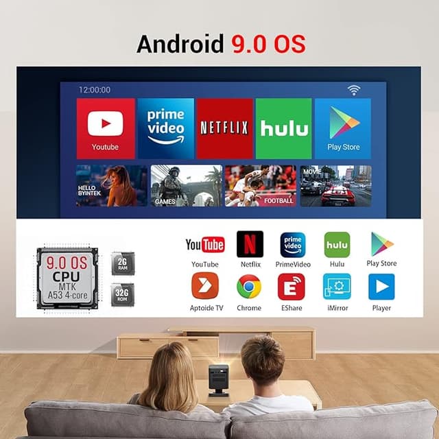 بروجكتر للجوال باينتك محمول 1080 بكسل Byintek P19 Smart Mini Portable Pocket Projector