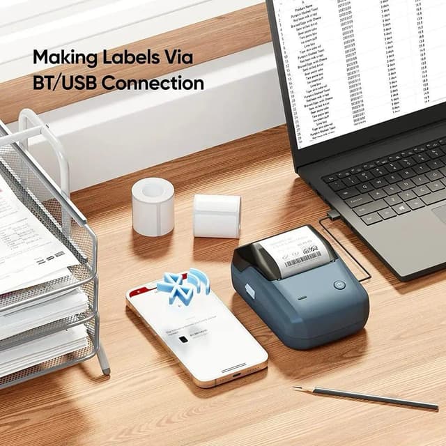 طابعة استكرات لاصقة جوال نيمبوت بلوتوث صغيرة 2 انش 1500 مللي أمبير Niimbot B1 Label Maker Machine 2 Inch Portable Sticker Printer