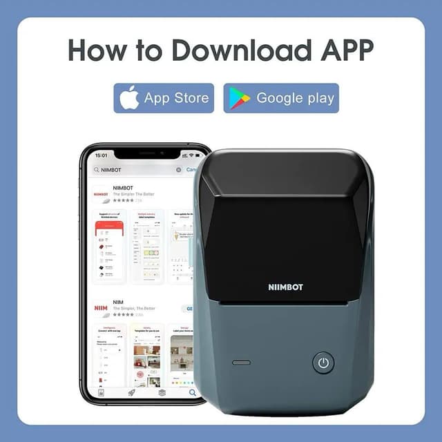 طابعة استكرات لاصقة جوال نيمبوت بلوتوث صغيرة 2 انش 1500 مللي أمبير Niimbot B1 Label Maker Machine 2 Inch Portable Sticker Printer