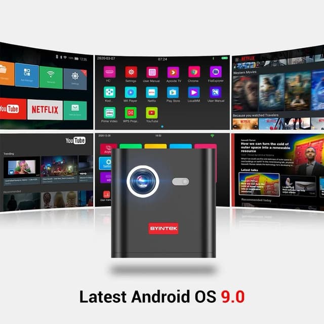 بروجكتر للجوال باينتك محمول 1080 بكسل Byintek P19 Smart Mini Portable Pocket Projector