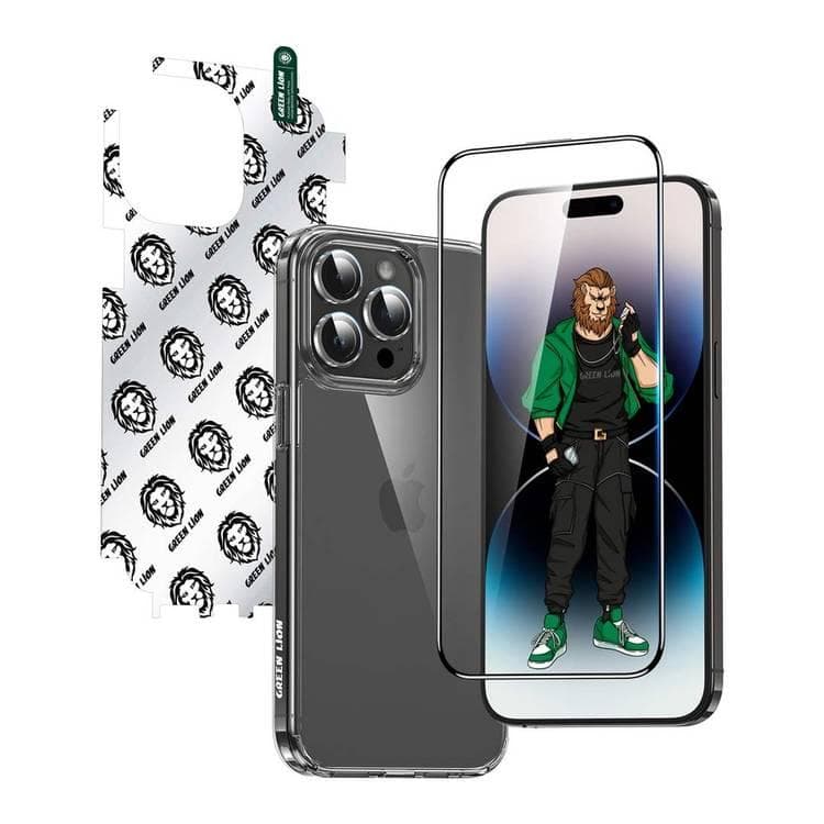بكج حماية ايفون 15 بروماكس 4 في 1 من غرين ليون Green Lion 4 in 1 Defender Pack for iPhone 15 Pro Max