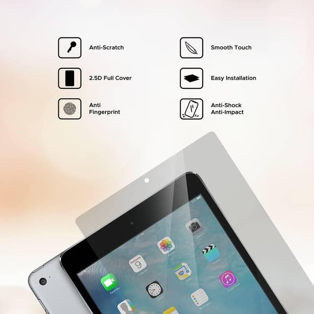 شاشة حماية ايباد ميني 4 / ميني 5 شفافة ليبيرتي جارد Liberty Guard 3D Full Cover Clear Rounded Edge iPAD Mini4 / Mini5 Clear