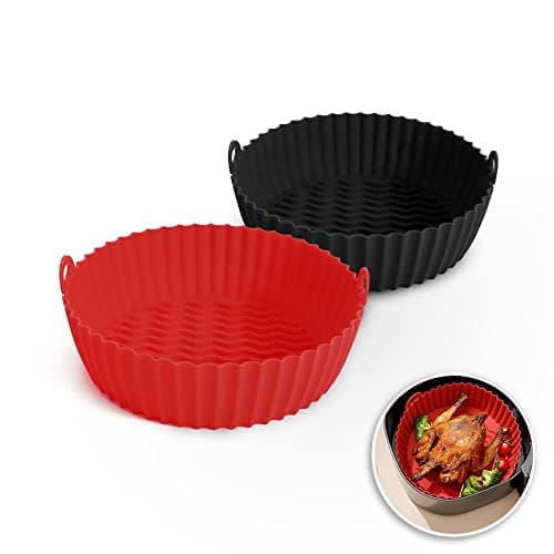 قالب سيليكون لمقلاة هوائية مقاس 3.5 - 6.5 لتر عدد 2 لون أسود وأحمر O Ozone Silicone Air Fryer Liner