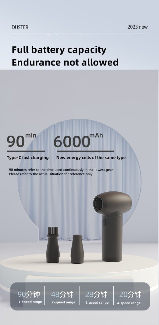 منفاخ هواء صغير محمول 4 سرعات 2000 مللي أمبير Wireless Dust Blower Handheld Turbine Fan