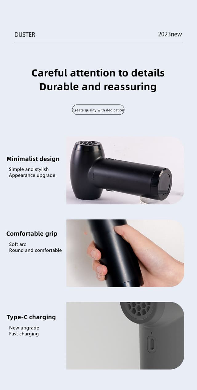 منفاخ هواء صغير محمول 4 سرعات 2000 مللي أمبير Wireless Dust Blower Handheld Turbine Fan