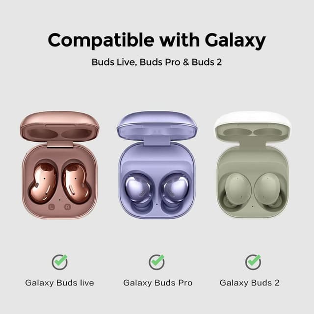 O Ozone Case for Samsung Galaxy Buds 2 Pro (2022) / Galaxy Buds 2 (2021) / Galaxy Buds Pro (2021) / Galaxy Buds Live (2020) Cute Patterns Hard Shell Protective Cover with Key Chain for Girls Women- Off white