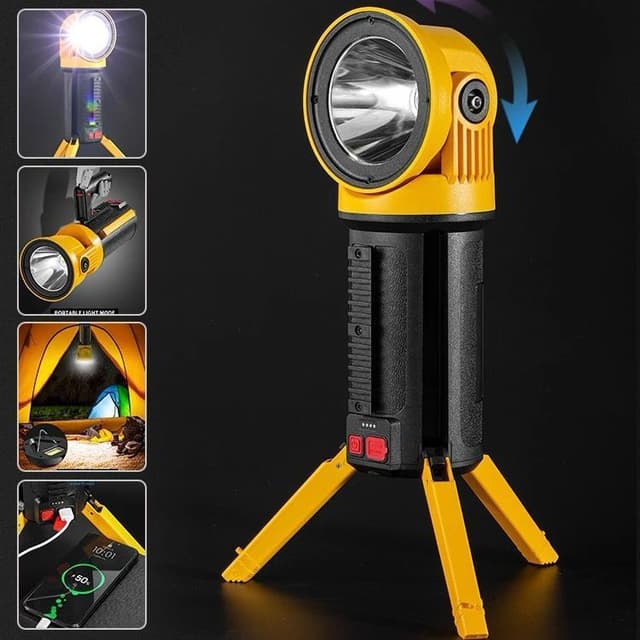 كشاف ليد خارجي 3200 لومن مع باوربانك مدمج 4500 مللي أمبير Cob Multi-Functional LED Flashlight