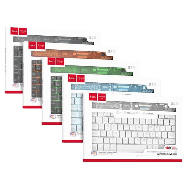 لوحة مفاتيح كيبورد ايباد لاسلكي بلوتوث هوكو Hoco Wireless keyboard S55 Transparent