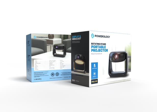 Powerology 300 Ansi Lumens Full HD Portable Projector with Built-in Battery and LCD light