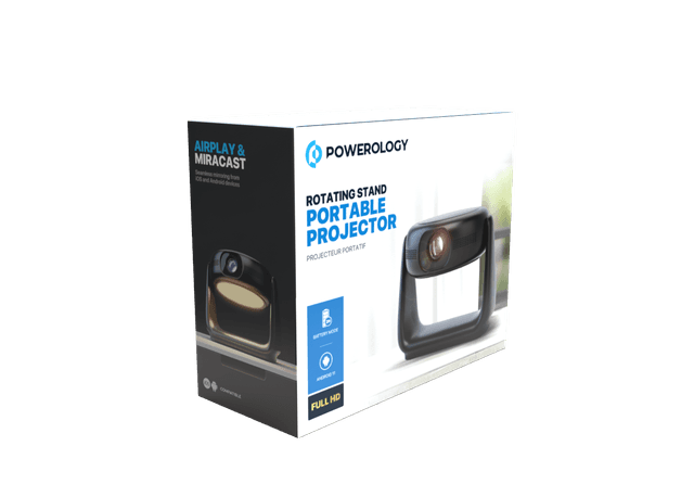 Powerology 300 Ansi Lumens Full HD Portable Projector with Built-in Battery and LCD light