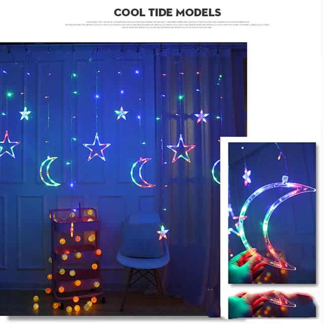 Toby's Ramadan Curtain Moon Star Decorative Lights