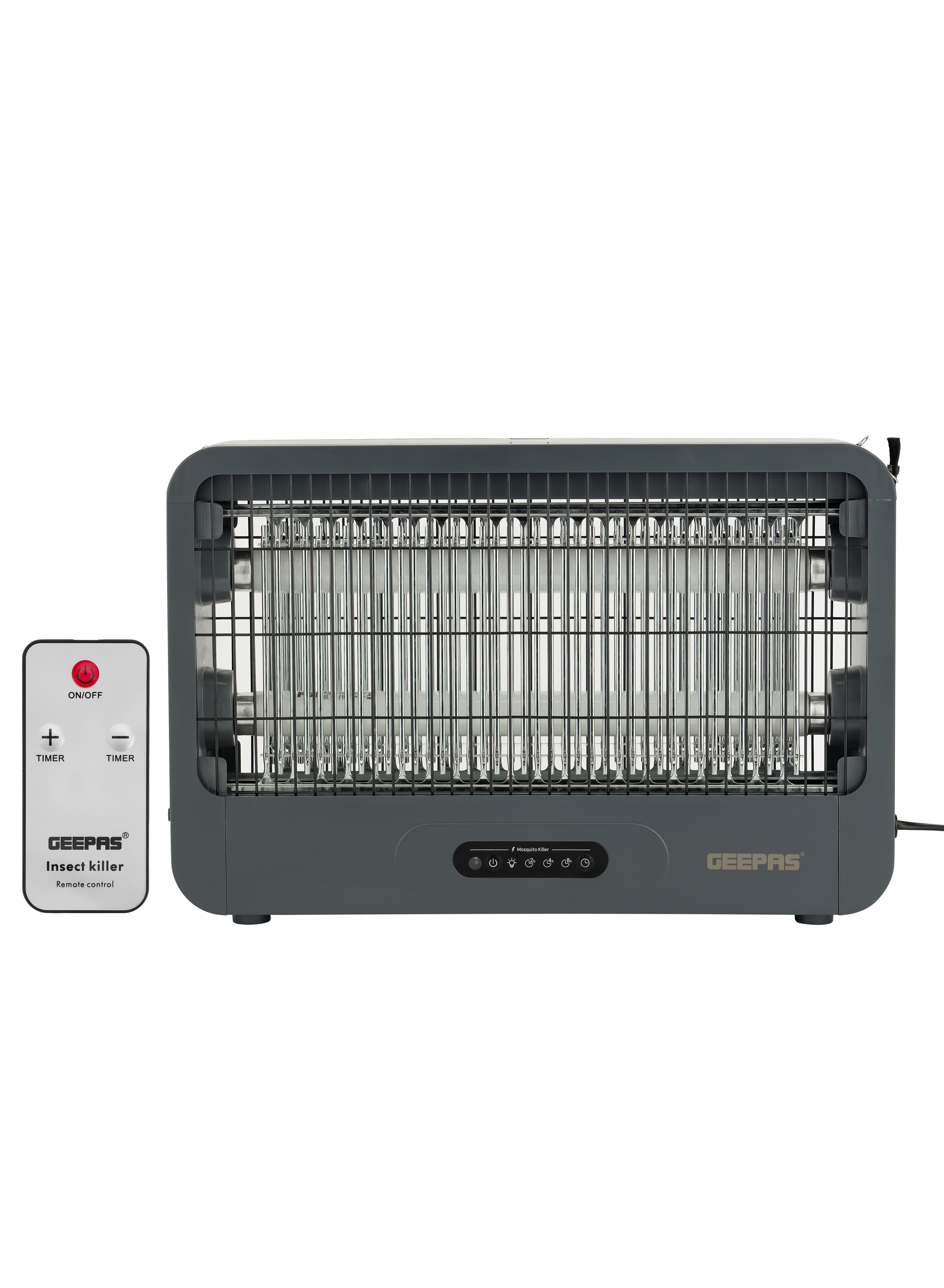 Geepas Mosquito Killer With Remote Control, Front Rear Double Grid, Suspensible, Drawer Type Storage Box, Low Power Consuption Dark Grey