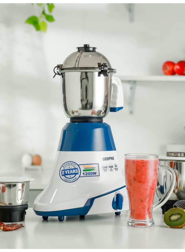 خلاط كهربائي 1200 واط 3 سرعات ستانلس ستيل جيباس Geepas 3-In-1 Mixer Grinde Powerful Copper Motor With Stainless Steel Jars 1200 W