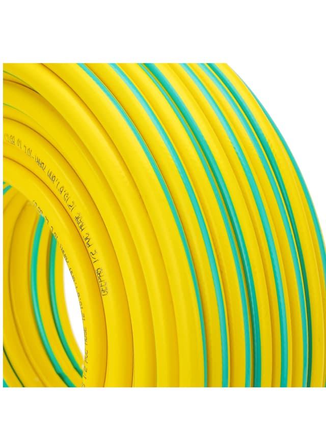 خرطوم ماء 1/2 بوصة 50 متر 3 طبقات أصفر وأخضر جيباس Geepas 1/2 Pvc Hose 50 M 3-Layer Construction With High Flexibility