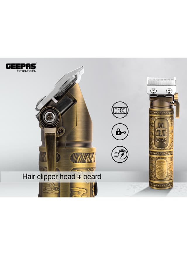 ماكينة حلاقة الشعر والذقن الاحترافية مع شاشة عرض من جيباس قابلة للشحن Geepas Professional Hair And Beard Clipper