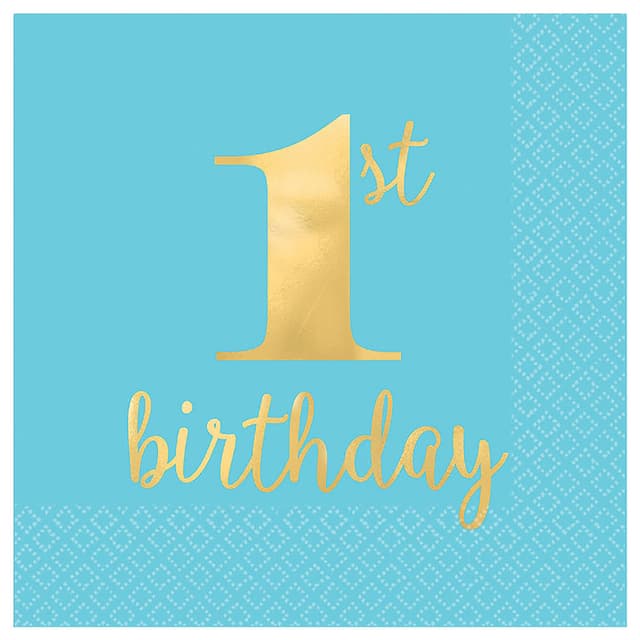 1st Birthday Blue & Gold Lunch Napkin - 35447
