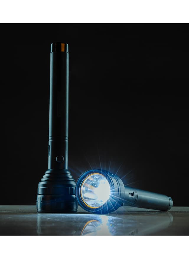 Geepas Rechargeable Led Flashlight, Usb Rechargeable, 2pcs Set Of Flashlight 8hrs Working