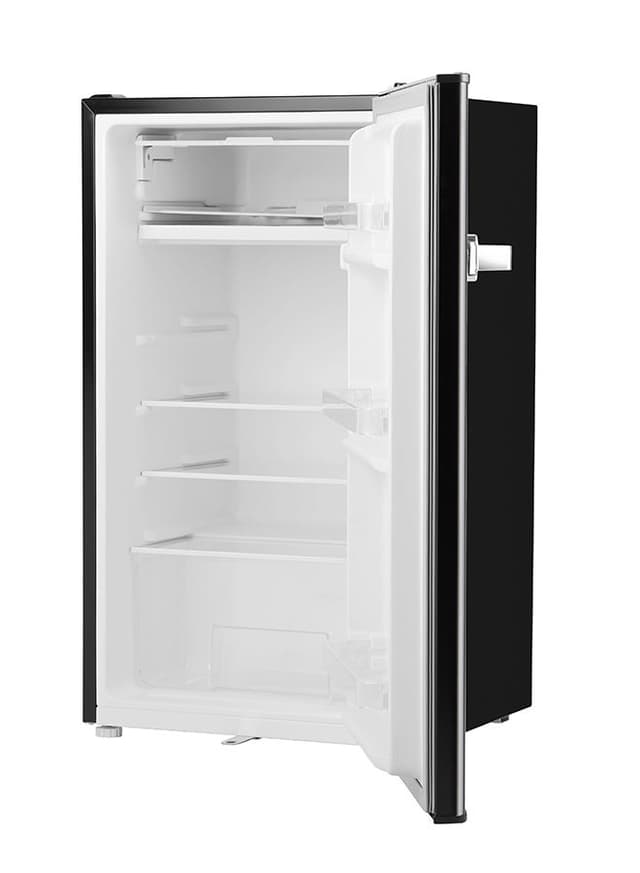 ثلاجة صغيرة 120 لتر أسود جيباس Geepas 120l Gross/92l Net Capacity Single Door Mini Defrost Refrigerator With Retro Premium Design