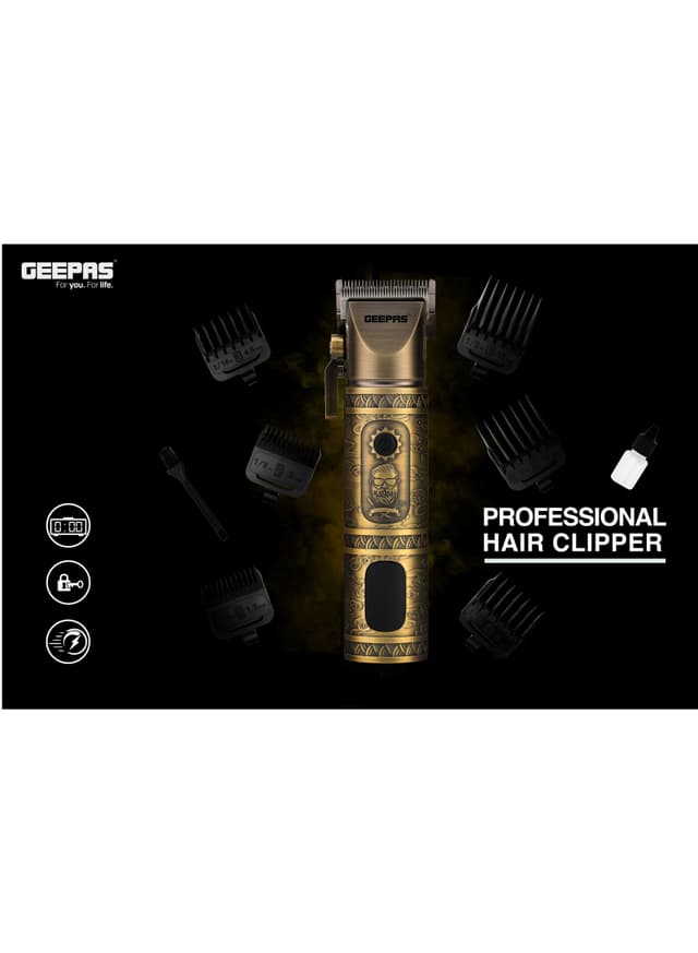 ماكينة حلاقة الشعر والذقن الاحترافية مع شاشة عرض من جيباس قابلة للشحن Geepas Professional Hair And Beard Clipper