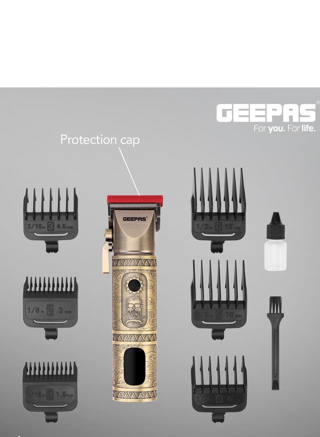 ماكينة حلاقة الشعر والذقن الاحترافية مع شاشة عرض من جيباس قابلة للشحن Geepas Professional Hair And Beard Clipper