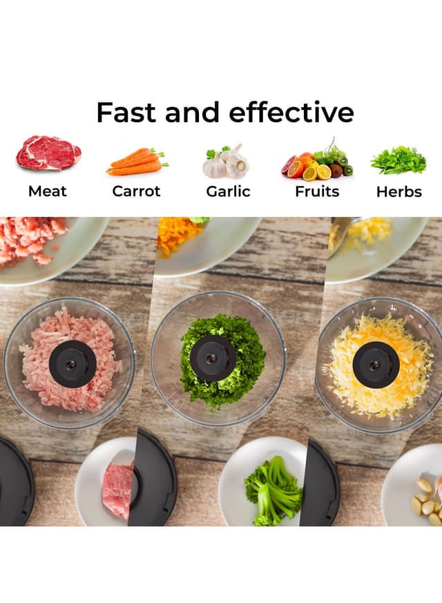 Geepas Multi Chopper With Stainless Steel Blade, 100w Powerful Copper Motor, 350ml Chopper Bowl, One Speed Control, High Power Dc Motor, Mincing Function, Coarse, Easy To Clean, Chop To Fine Mince 350 Ml 100 W Black